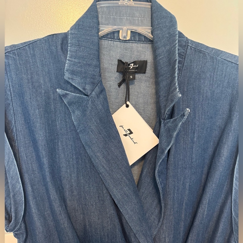 7 for all mankind denim ruffle mini dress - Picture 10 of 10